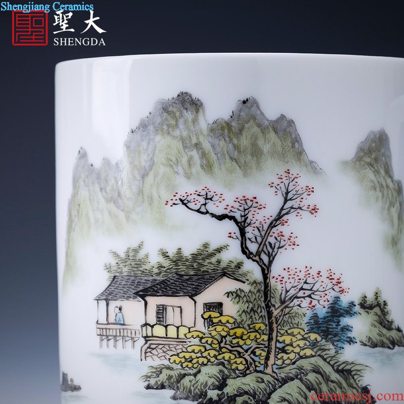 Holy big ceramic fair mug hand-painted new color landscape cool breeze flowing spring tea sea of jingdezhen tea service manual points