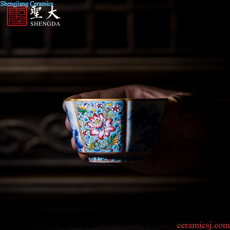 St teacups hand-painted porcelain ceramic kung fu Step imitation king painting of flowers and cups Sample tea cup pure manual of jingdezhen tea service