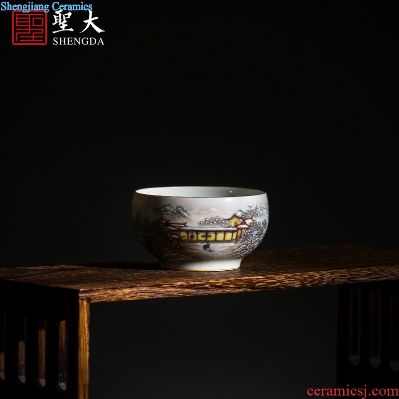 Santa teacups hand-painted ceramic kungfu antique grain sample tea cup masters cup pure manual jingdezhen blue and white porcelain tea set