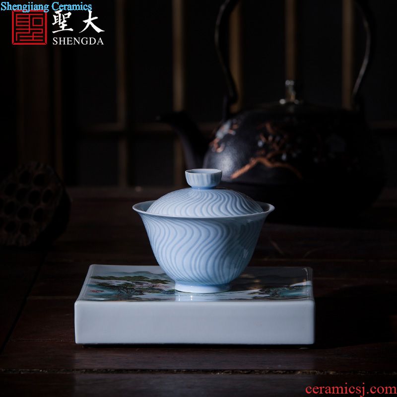Santa teacups hand-painted ceramic kungfu jingdezhen blue and white gold set of cup tea sets sample tea cup teapot