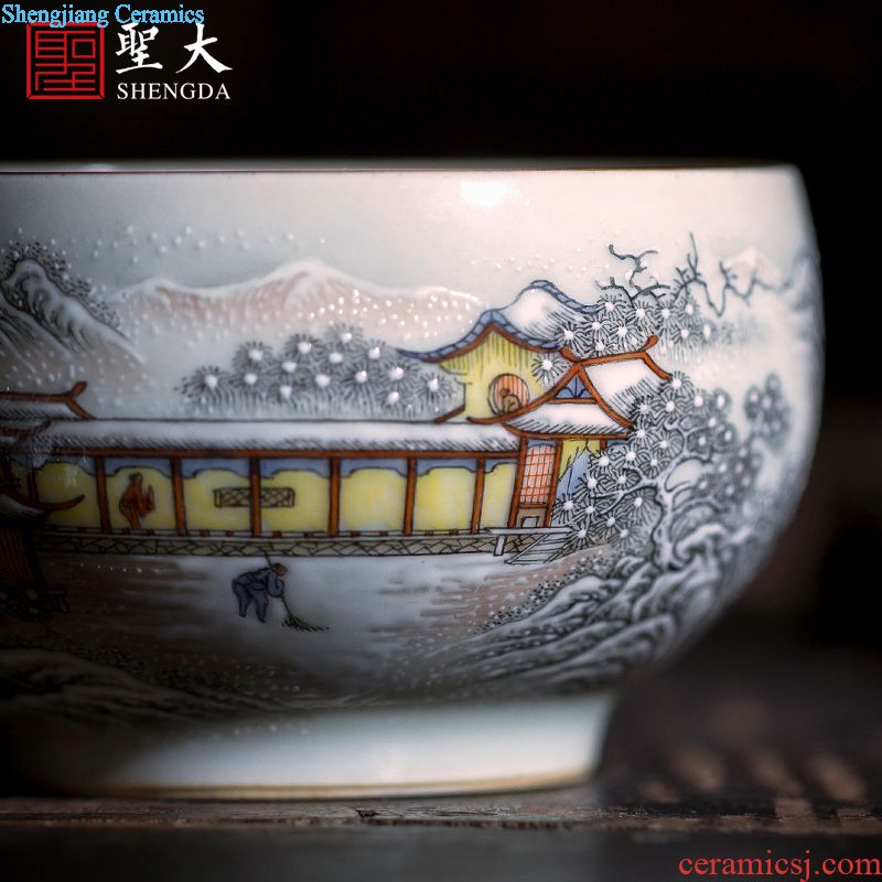 Santa teacups hand-painted ceramic kungfu antique grain sample tea cup masters cup pure manual jingdezhen blue and white porcelain tea set