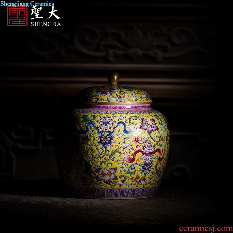 Ceramic tea pot hand-painted alum st red paint powder enamel tank receives the manual of jingdezhen tea service