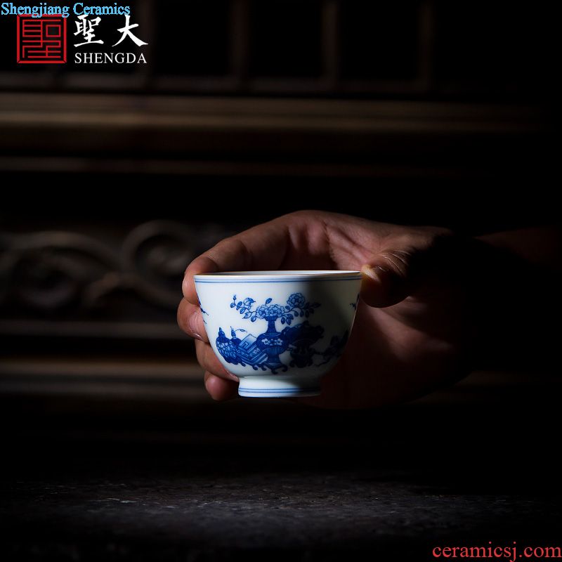 St large ceramic three tureen teacups hand-painted agate red lake scene tea bowl of jingdezhen tea service by hand