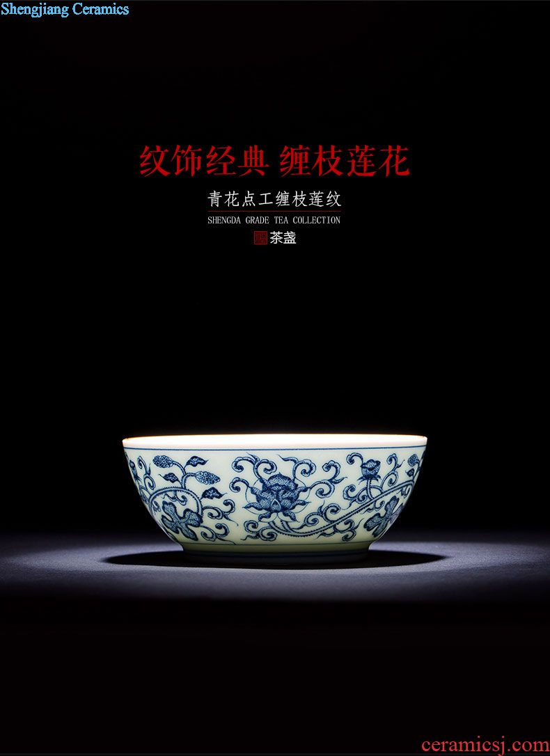 Holy big kung fu at the end of the sample tea cup tea cups glaze blue treasure grain heart cup of jingdezhen tea service single cup