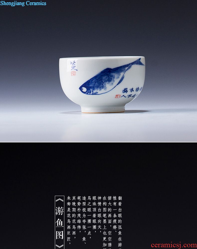 Holy big ceramic fair mug hand-painted pastel "SongYin fishing" tea sea hand points of jingdezhen tea service