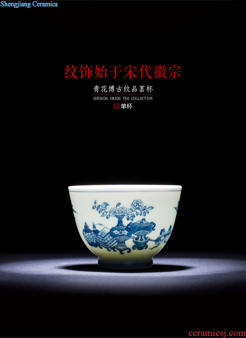 St large ceramic three tureen teacups hand-painted agate red lake scene tea bowl of jingdezhen tea service by hand