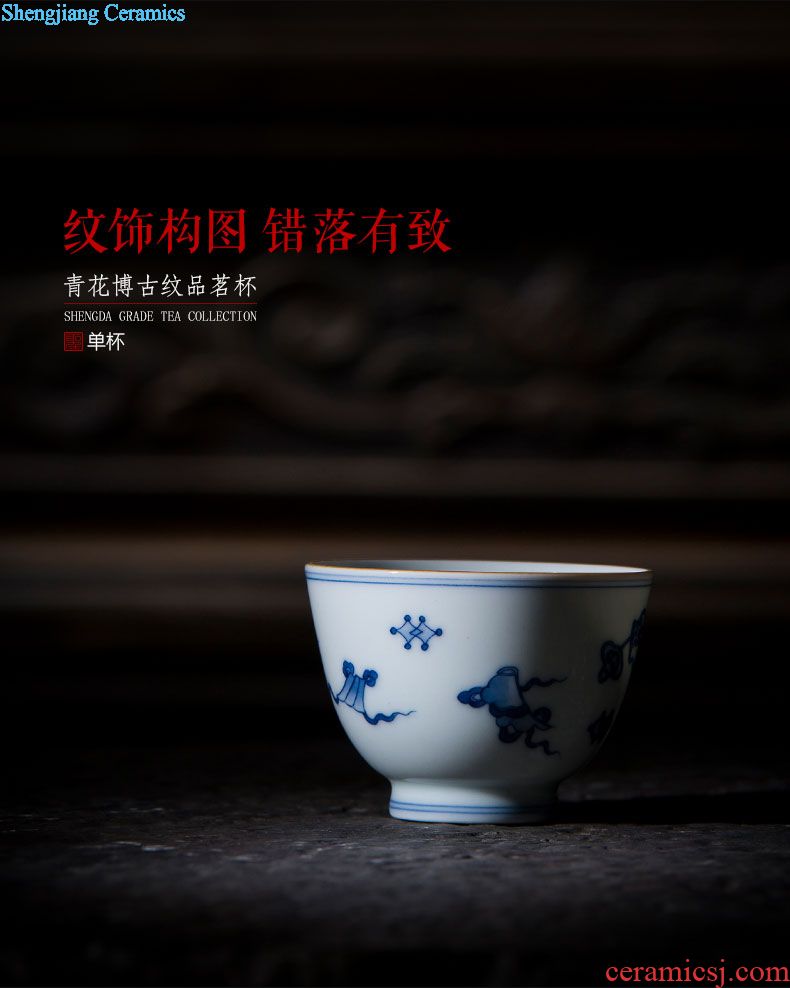 St large ceramic three tureen teacups hand-painted agate red lake scene tea bowl of jingdezhen tea service by hand