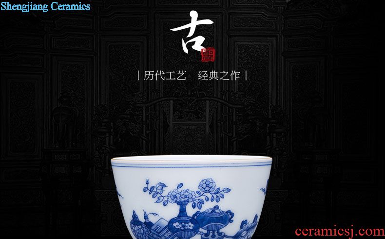 St large ceramic three tureen teacups hand-painted agate red lake scene tea bowl of jingdezhen tea service by hand