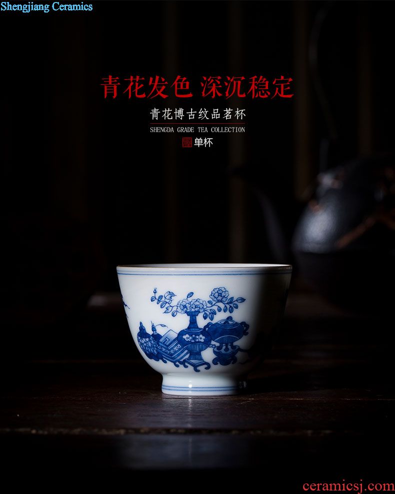 St large ceramic three tureen teacups hand-painted agate red lake scene tea bowl of jingdezhen tea service by hand