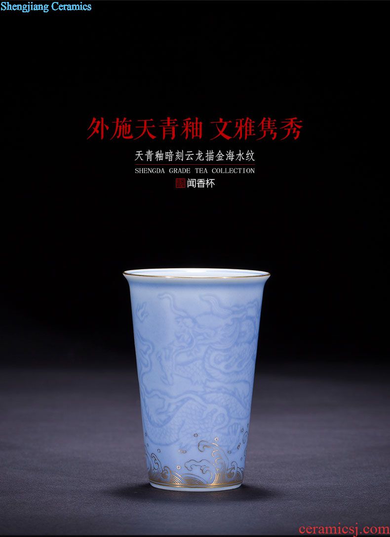 Holy big office cup hand-painted ceramic new color landscape tea cup with lid handle of jingdezhen tea service cover cup by hand