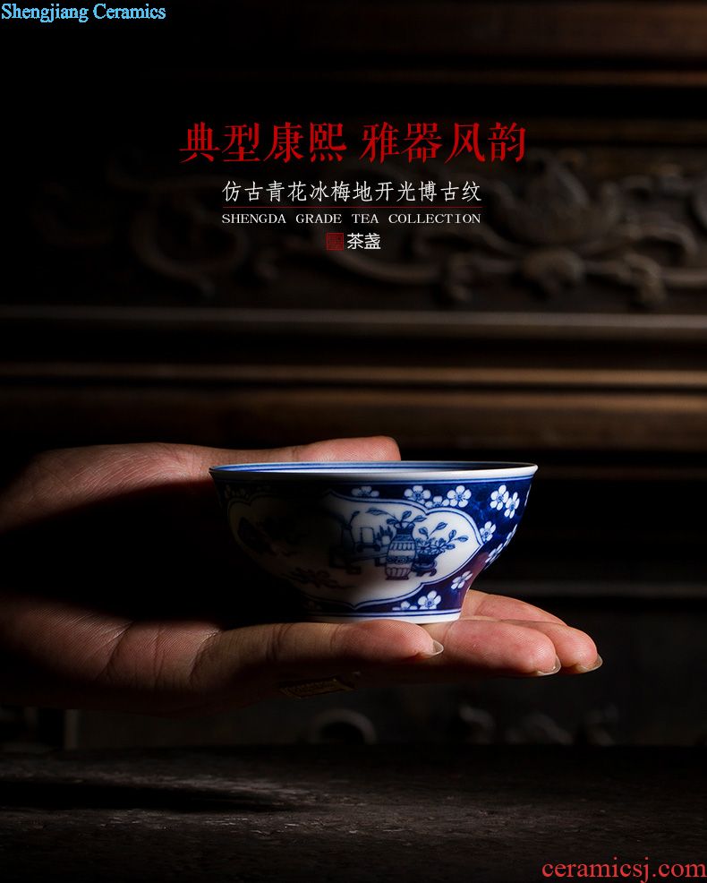 Santa teacups hand-painted ceramic kungfu pastel snow shine beautiful scenery cup sample tea cup pure manual of jingdezhen tea service master