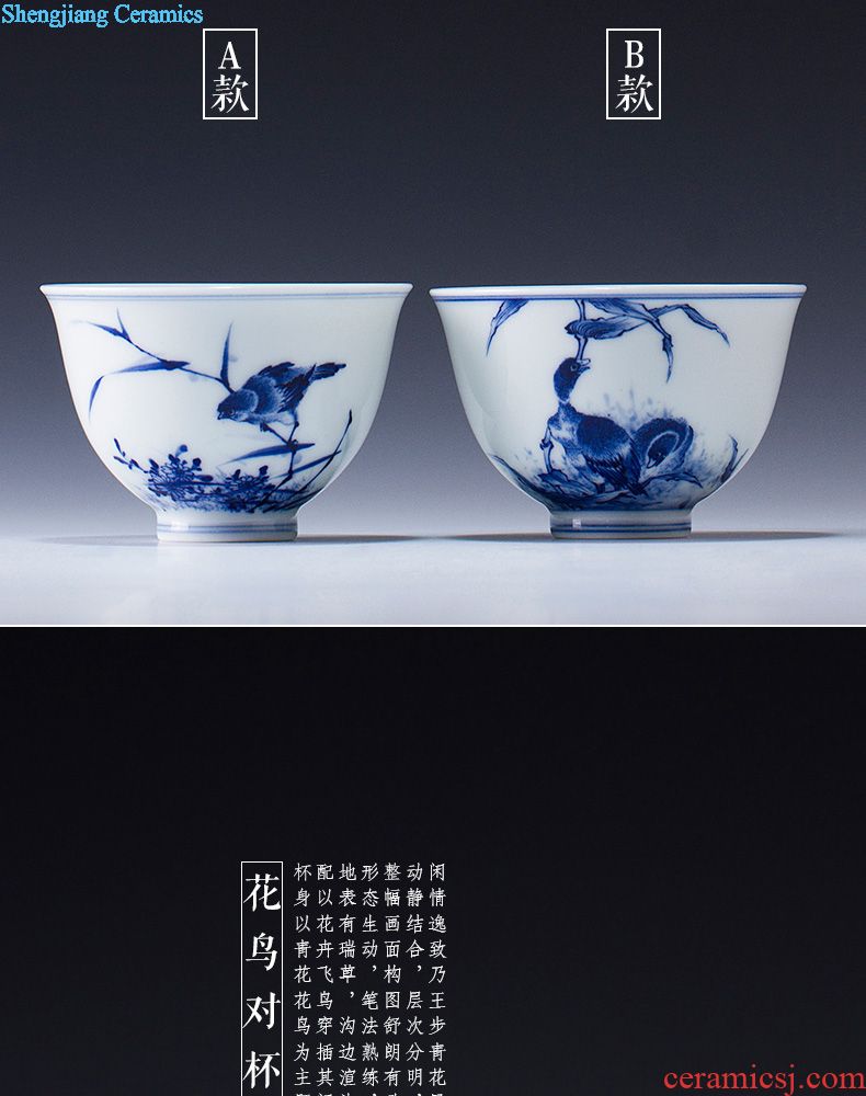 St the ceramic kung fu tea master cup hand-painted landscape yunshan members gather fragrant cup of jingdezhen blue and white porcelain tea set