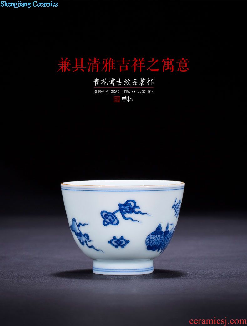 St large ceramic three tureen teacups hand-painted agate red lake scene tea bowl of jingdezhen tea service by hand