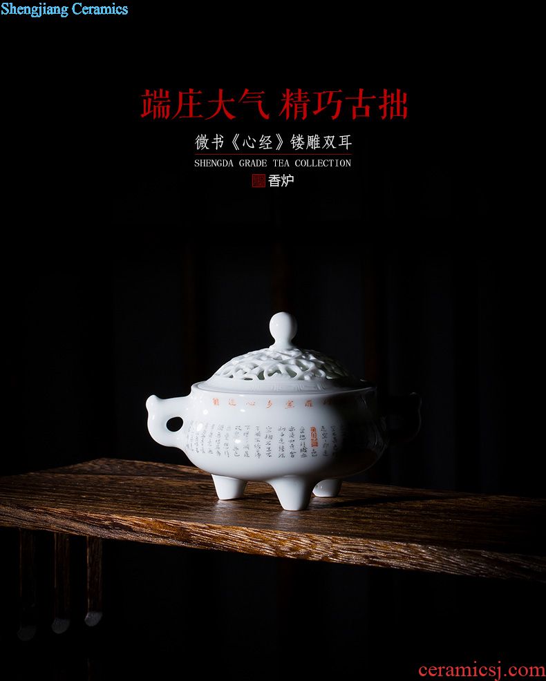 Holy big office cup hand-painted ceramic new color taojiang river fisherman's song work 3 piece tea cup of jingdezhen tea service cover cup