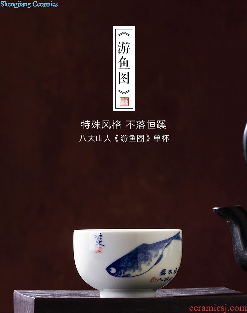 Holy big ceramic fair mug hand-painted pastel "SongYin fishing" tea sea hand points of jingdezhen tea service