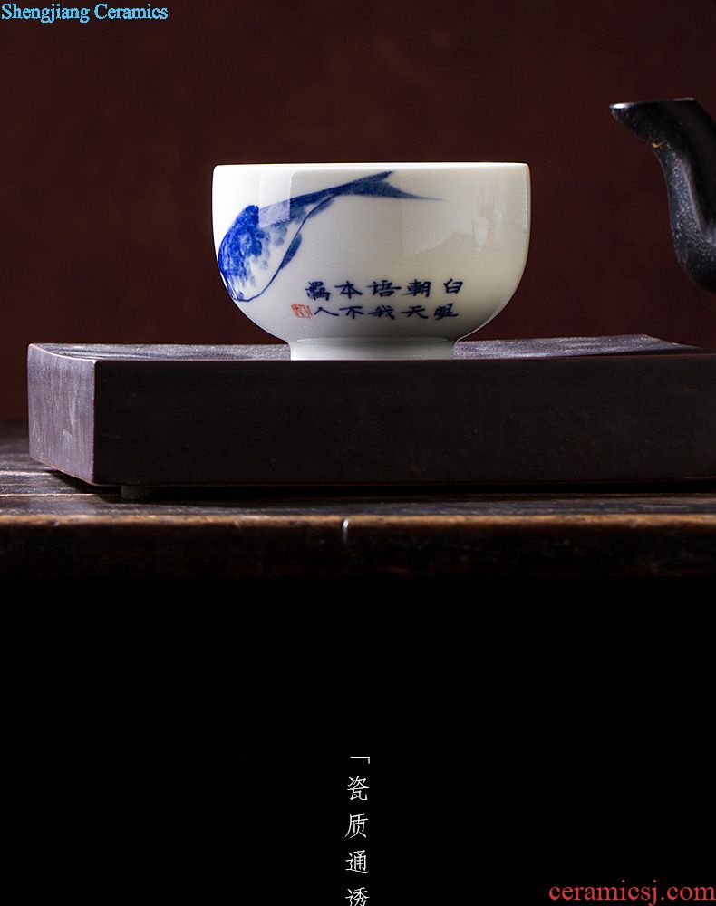 Holy big ceramic fair mug hand-painted pastel "SongYin fishing" tea sea hand points of jingdezhen tea service