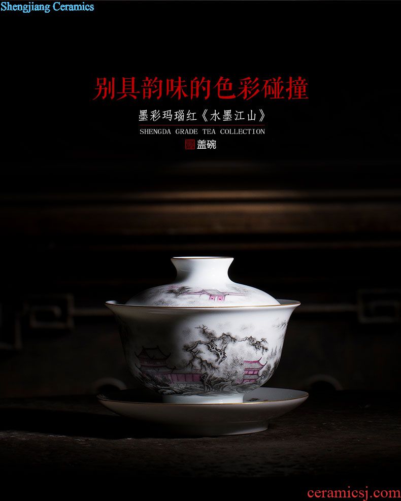 St the ceramic kung fu tea master cup were hand-painted famille rose dai jade cup all hand bell of jingdezhen tea service