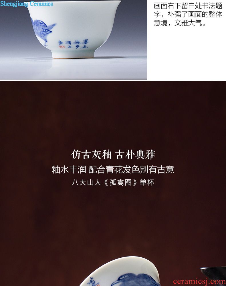 Holy big ceramic kung fu tea set of a complete set of hand draw luck 8 head teapot set of jingdezhen blue and white porcelain and exquisite