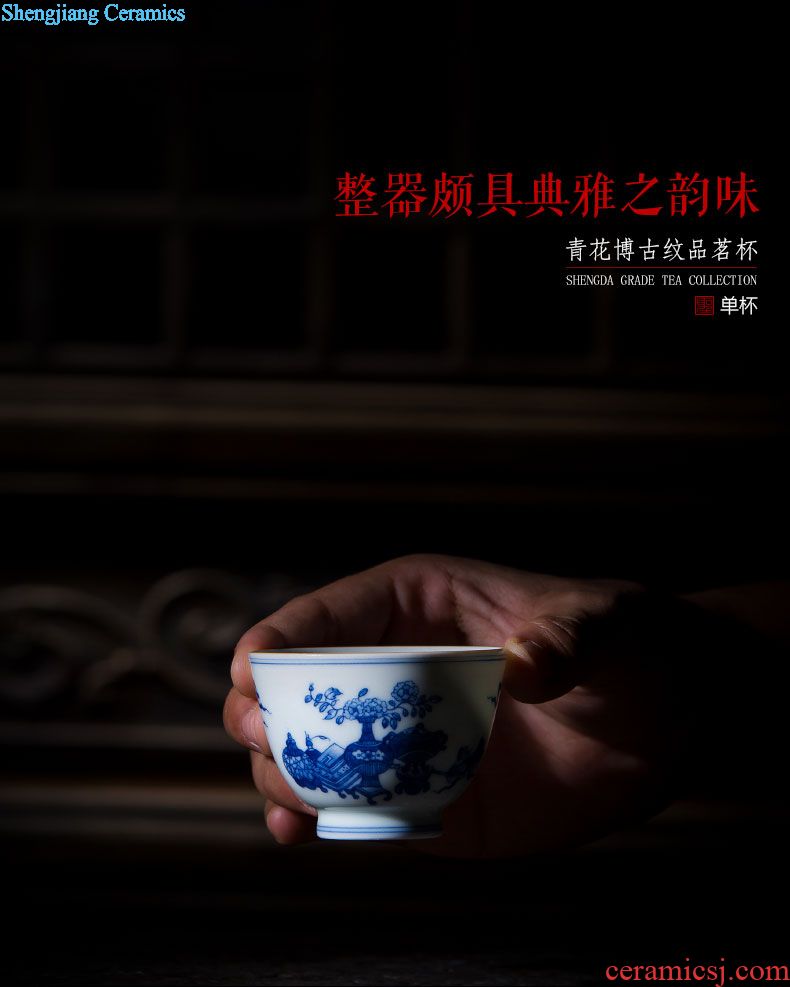 St large ceramic three tureen teacups hand-painted agate red lake scene tea bowl of jingdezhen tea service by hand