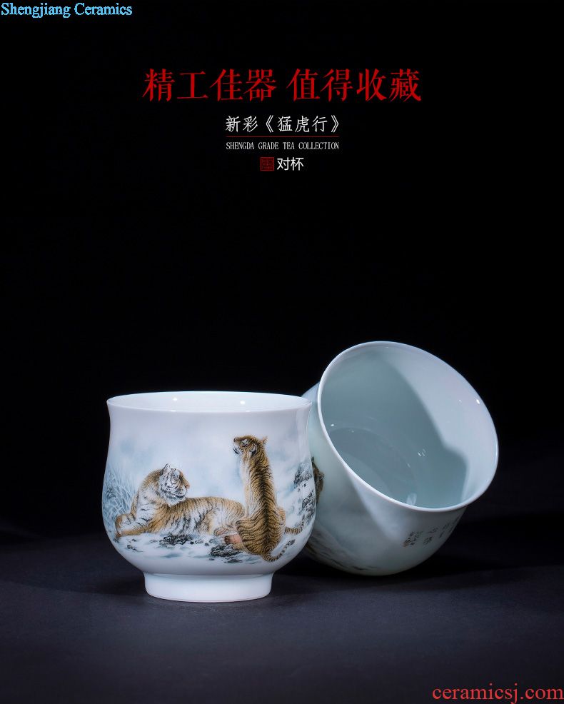 Santa teacups hand-painted ceramic kungfu zijin glaze painting of jingdezhen blue and white sea lines master cup tea cup