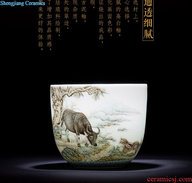 Santa teacups hand-painted ceramic kungfu azure glaze pastel peach blossom tattoo master cup all hand of jingdezhen tea service