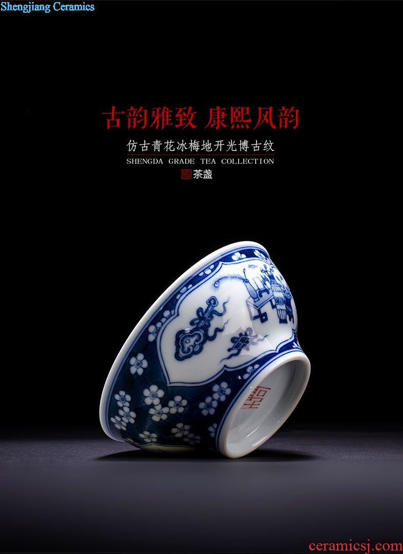 Santa teacups hand-painted ceramic kungfu pastel snow shine beautiful scenery cup sample tea cup pure manual of jingdezhen tea service master