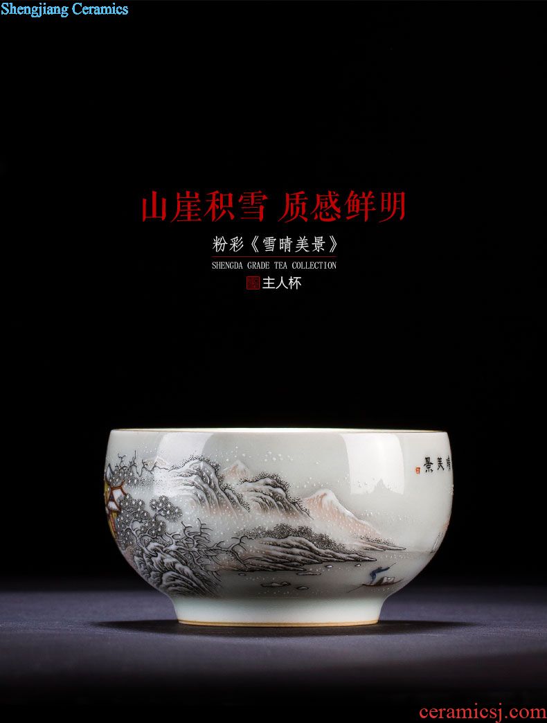 Santa teacups hand-painted ceramic kungfu antique grain sample tea cup masters cup pure manual jingdezhen blue and white porcelain tea set