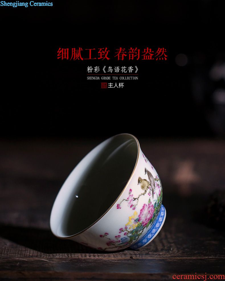 Santa teacups hand-painted ceramic kungfu azure glaze heap gold flexibly jingdezhen blue and white dragon - lie fa cup tea sets