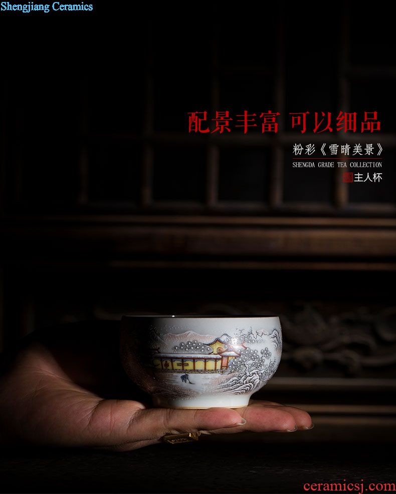 Santa teacups hand-painted ceramic kungfu antique grain sample tea cup masters cup pure manual jingdezhen blue and white porcelain tea set