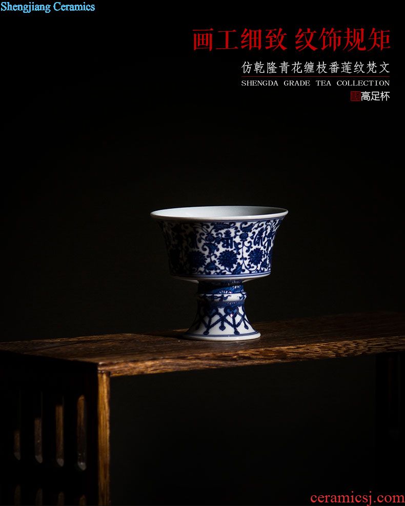 Santa teacups hand-painted ceramic kungfu antique grain sample tea cup masters cup pure manual jingdezhen blue and white porcelain tea set