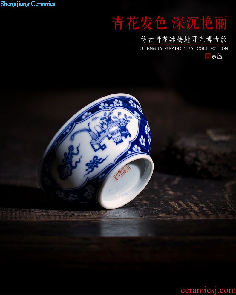 Santa teacups hand-painted ceramic kungfu pastel snow shine beautiful scenery cup sample tea cup pure manual of jingdezhen tea service master