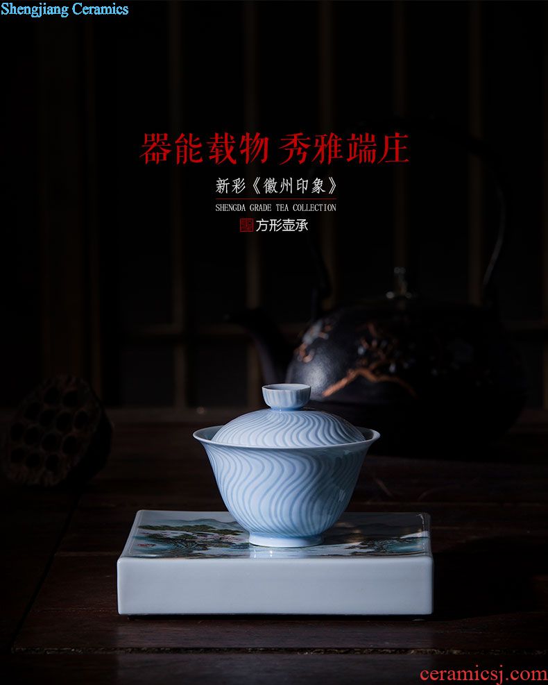 Santa teacups hand-painted ceramic kungfu jingdezhen blue and white gold set of cup tea sets sample tea cup teapot