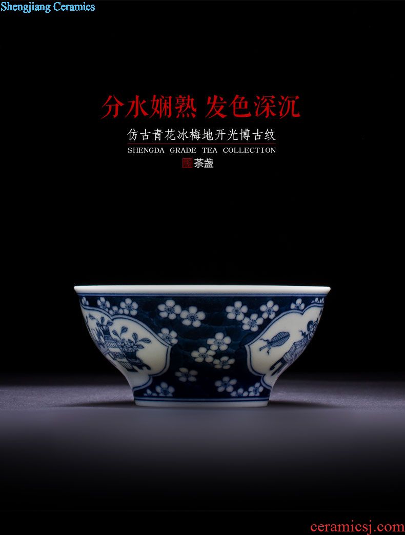 Santa teacups hand-painted ceramic kungfu pastel snow shine beautiful scenery cup sample tea cup pure manual of jingdezhen tea service master