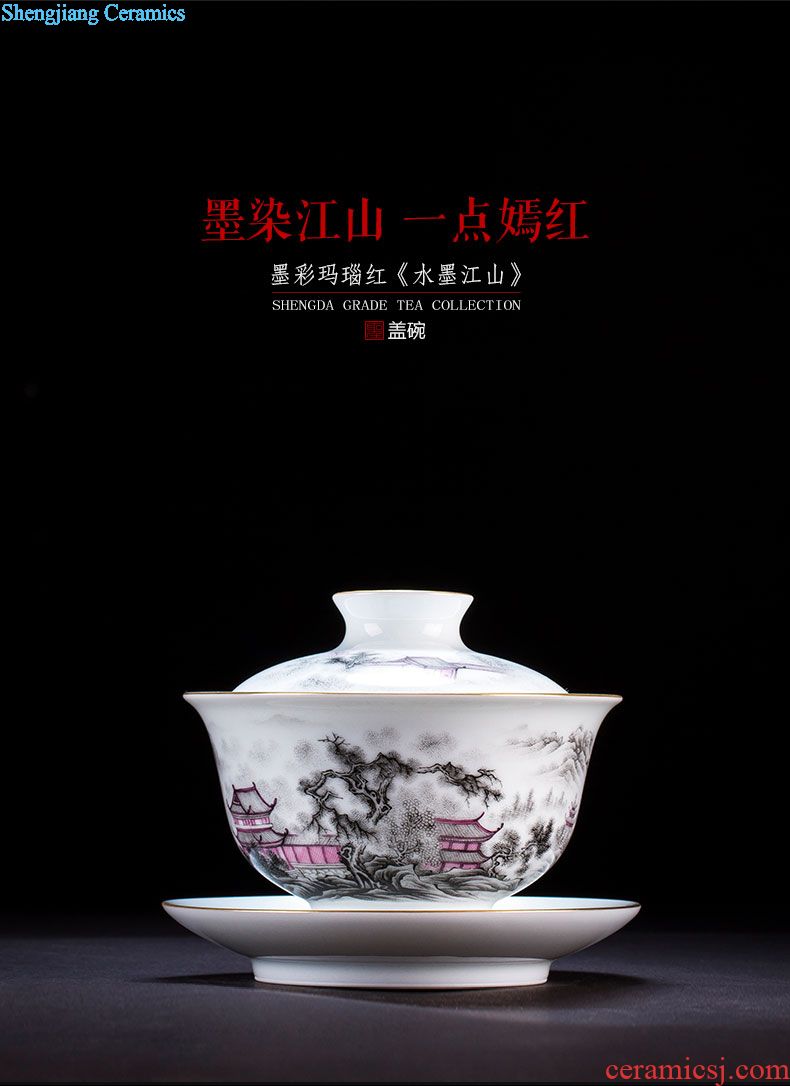 St the ceramic kung fu tea master cup were hand-painted famille rose dai jade cup all hand bell of jingdezhen tea service