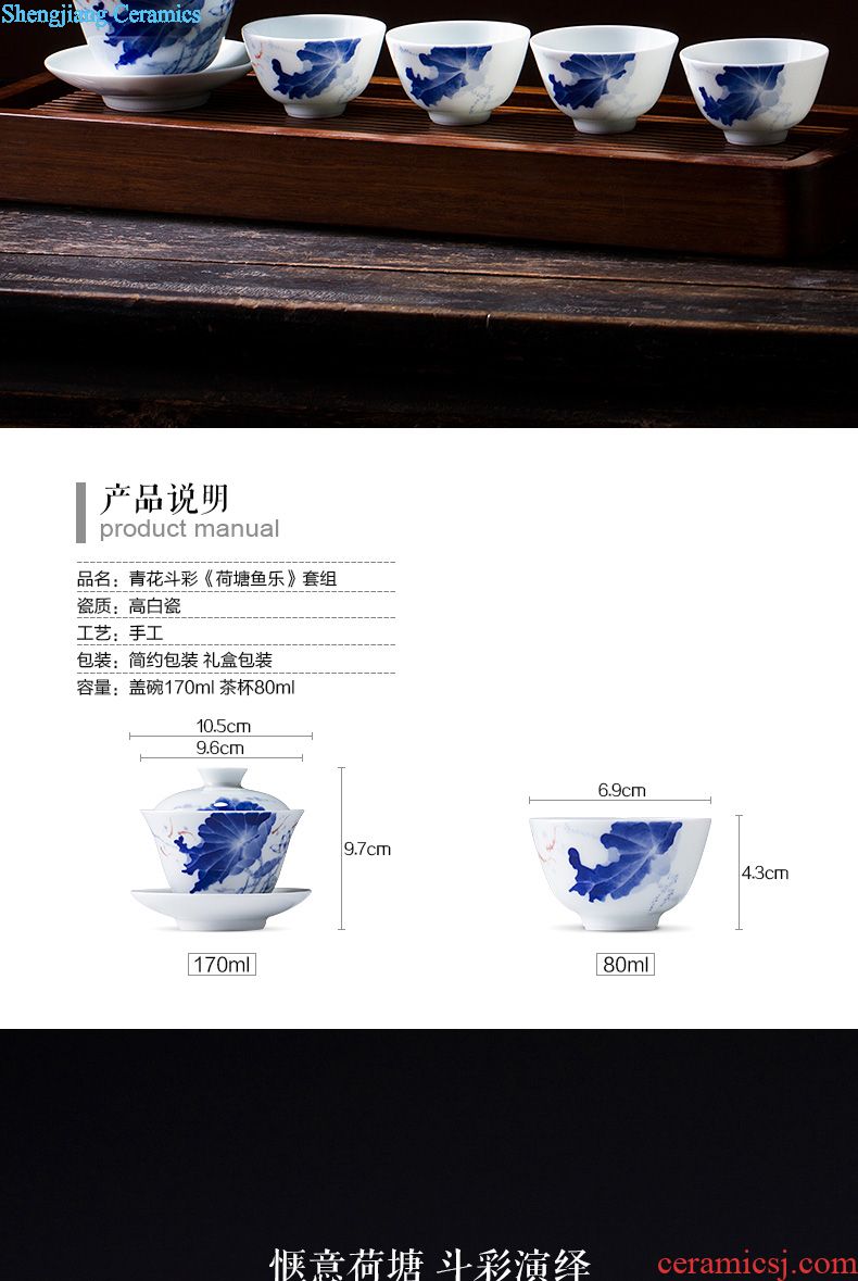 Holy big ceramic pot of tea tray bearing hand-painted imitation Ming blue and white sea dragon fold along the disc dry foam plate of jingdezhen tea service