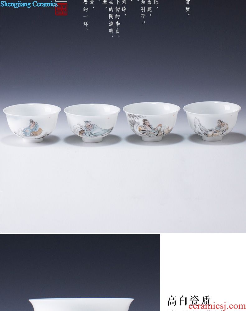 Holy big ceramic kung fu masters cup hand-painted colored enamel porcelain cups to put lotus flower tea cups of jingdezhen tea service