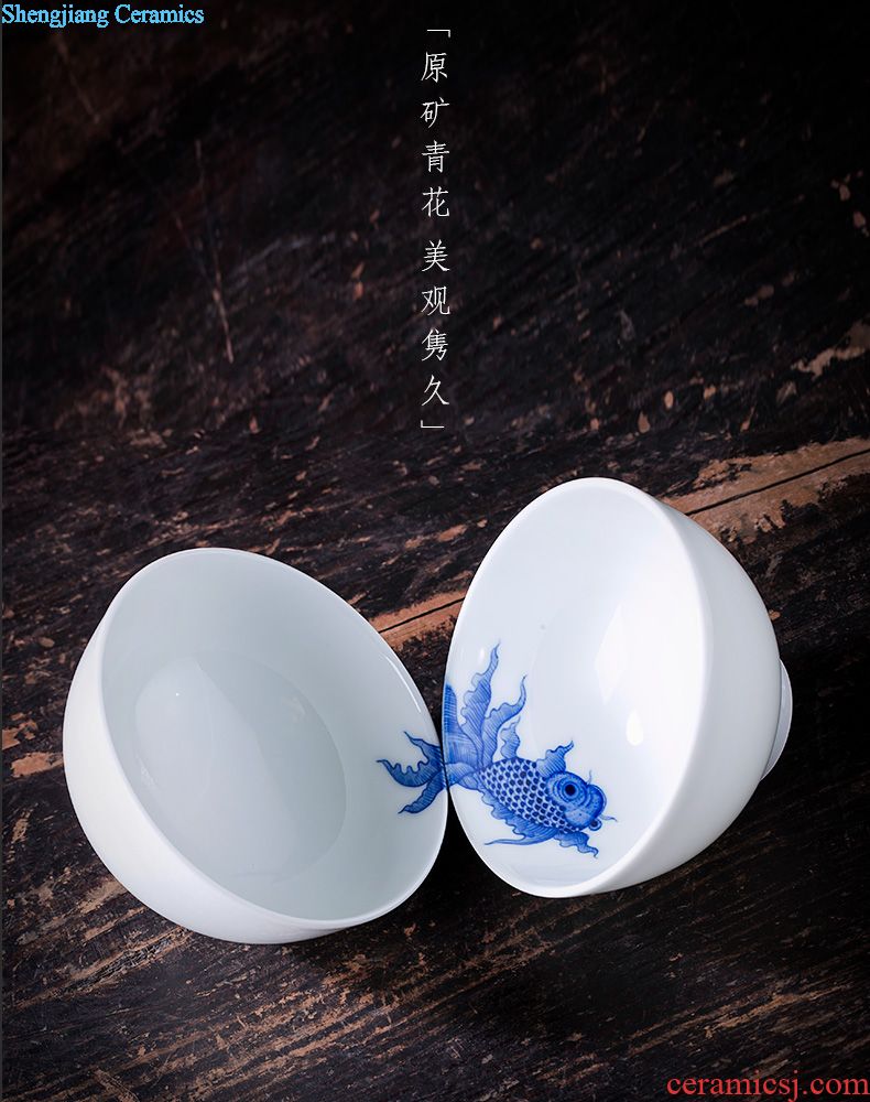 Holy big ceramic fruit tea plate of jingdezhen blue and white treasure all hand antique hand-painted facies pattern plate of tea ceremony with zero