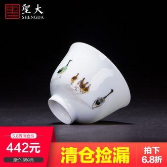 Santa jingdezhen ceramic handmade tea cups hand-painted pastel twelve gold hair pin set of a dream of red mansions cup fragrance-smelling cup