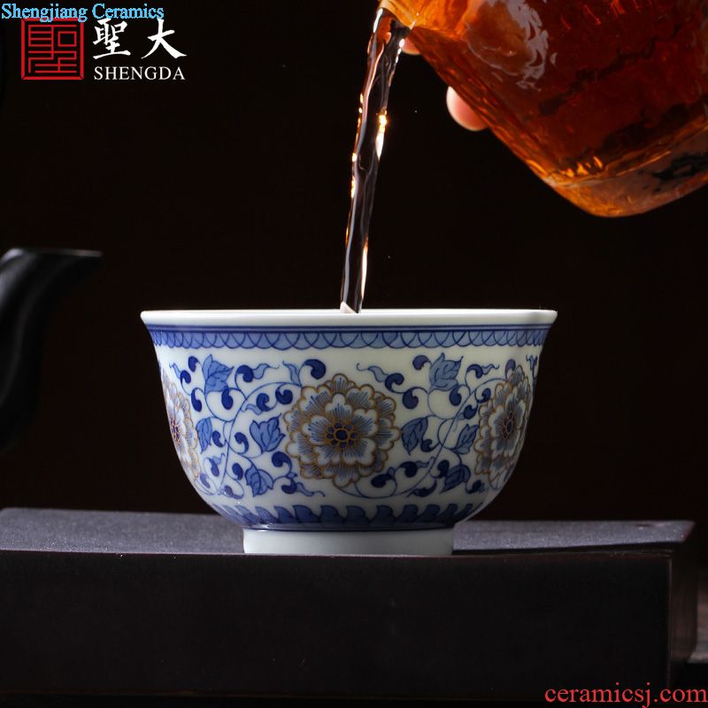 Santa teacups hand-painted ceramic kung fu new color drink four jie sample tea cup masters cup pure manual of jingdezhen tea service