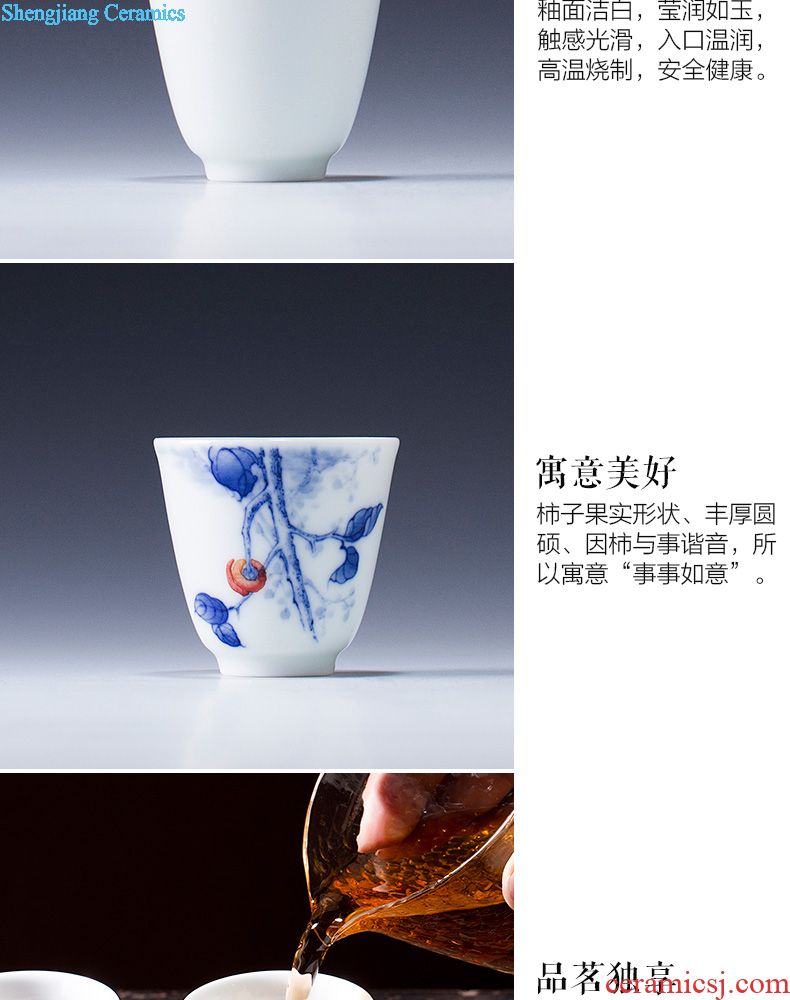 The big blue and white do peach density mesh filter jingdezhen ceramic) hand-painted kung fu tea accessories