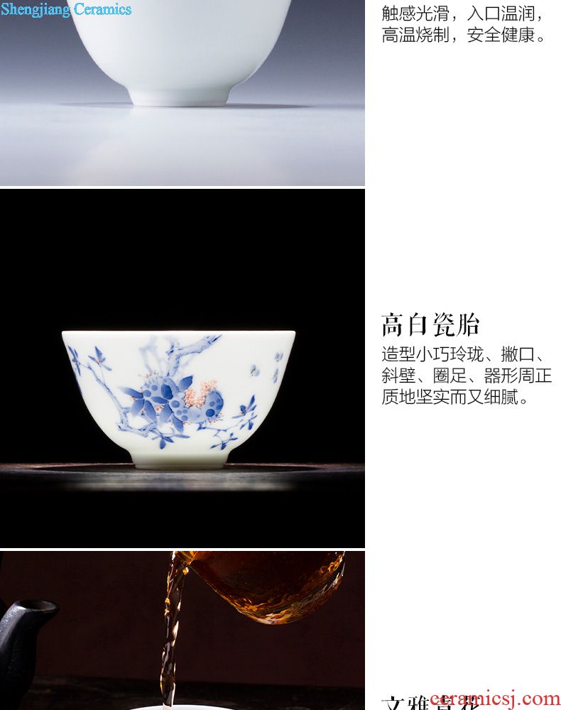 Holy big ceramic tureen hand-painted porcelain cups around branch group long-lived footed three tea bowl manual of jingdezhen tea service