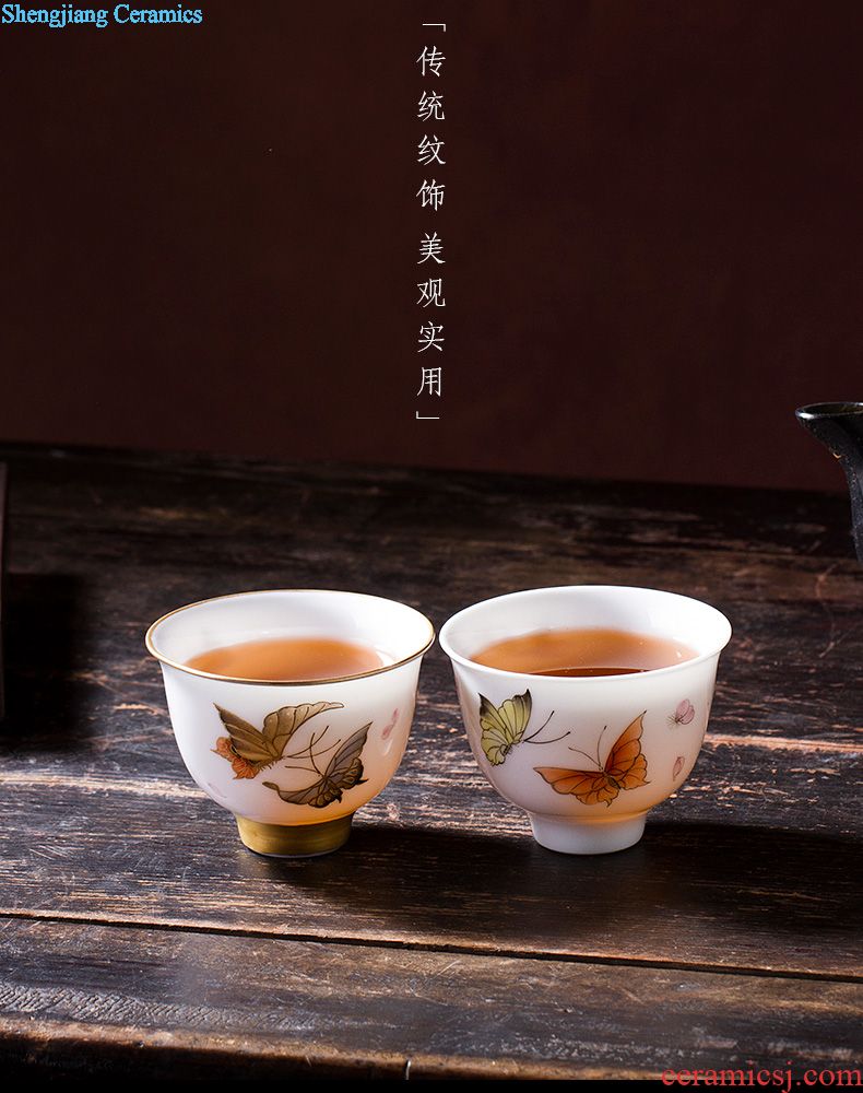 Holy big ceramic kung fu tea cups all hand ruby red haitang mouth perfectly playable cup sample tea cup cup of jingdezhen tea service master