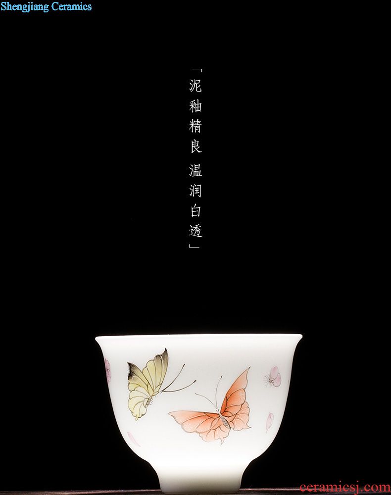 Holy big ceramic kung fu tea cups all hand ruby red haitang mouth perfectly playable cup sample tea cup cup of jingdezhen tea service master