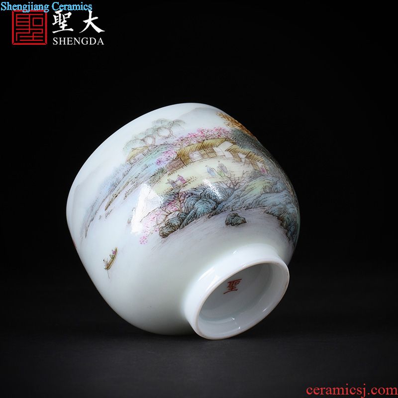 Santa teacups hand-painted ceramic kungfu amethyst glaze jingdezhen blue and white flower stone - master cup sample tea cup tea sets