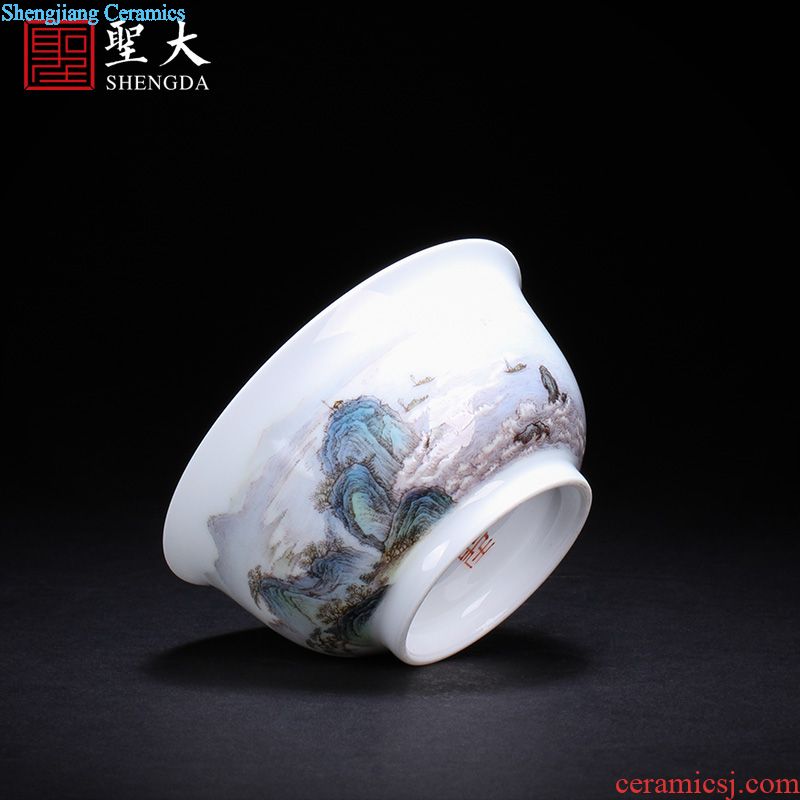 The big ceramic curios Hand painted blue treasure phase lines lie fa cup masters cup bowl jingdezhen tea sample tea cup