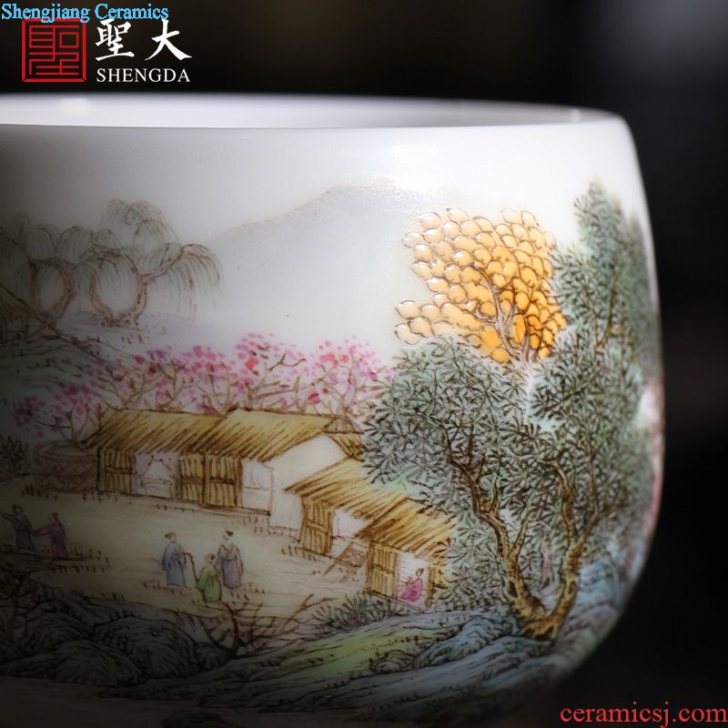 Santa teacups hand-painted ceramic kungfu amethyst glaze jingdezhen blue and white flower stone - master cup sample tea cup tea sets