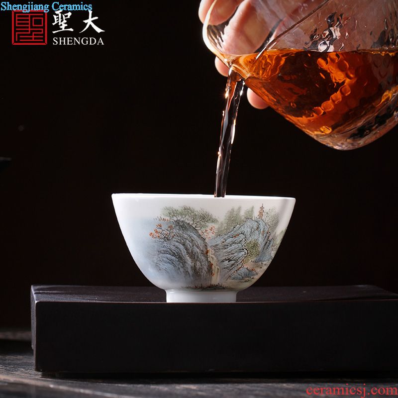 Holy big teapot hand-painted ceramic kung fu new color landscape stone gourd ladle pot all hand jingdezhen tea teapot single pot