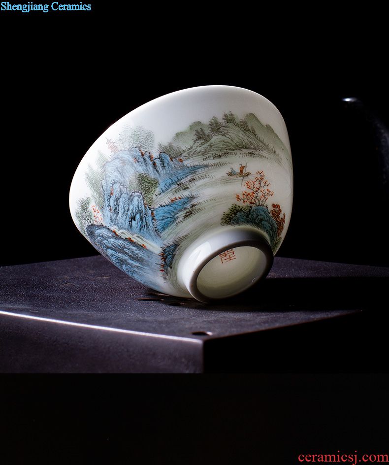 Holy big teapot hand-painted ceramic kung fu new color landscape stone gourd ladle pot all hand jingdezhen tea teapot single pot