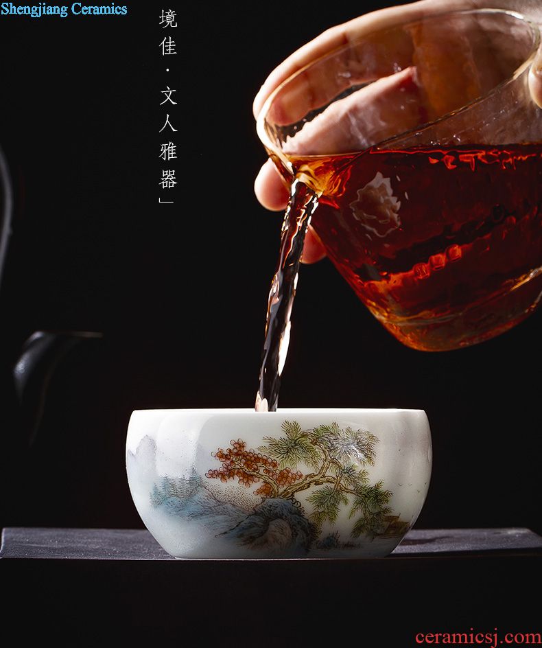 Santa teacups hand-painted porcelain ceramic kungfu ruyi phoenix peony grains master sample tea cup jingdezhen tea service