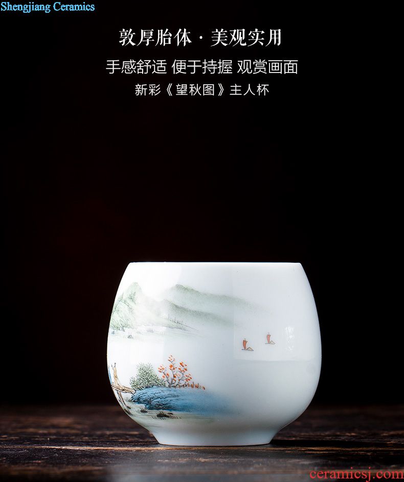 Santa teacups hand-painted ceramic kung fu mei pastel blue ice flower in crane master sample tea cup jingdezhen tea service